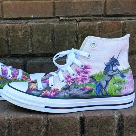 Unicorn Original Custom Art Converse Sneakers W8 - Picture 8 of 8